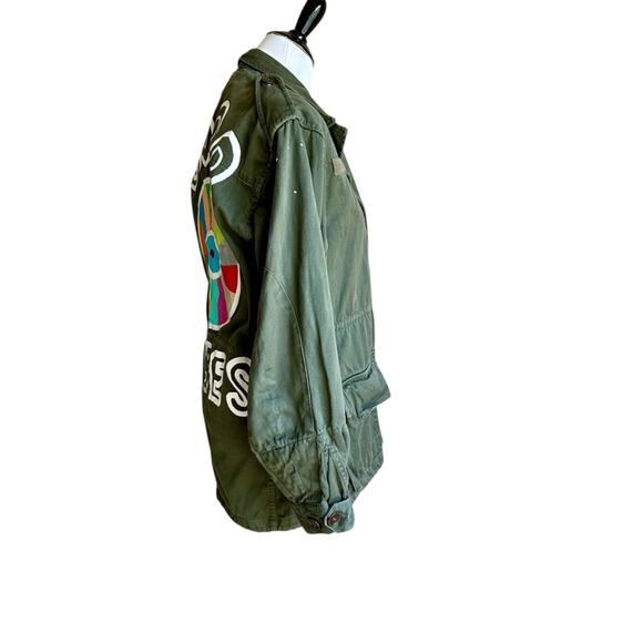 Romi Basha ‘Good Vibes’ Green Military Style utility Jacket m/l - Picture 3 of 6
